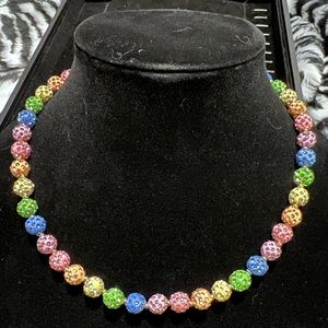 NEW Betsey Johnson “Fireball” Multi-color Rhinestone Encrusted Beaded Necklace